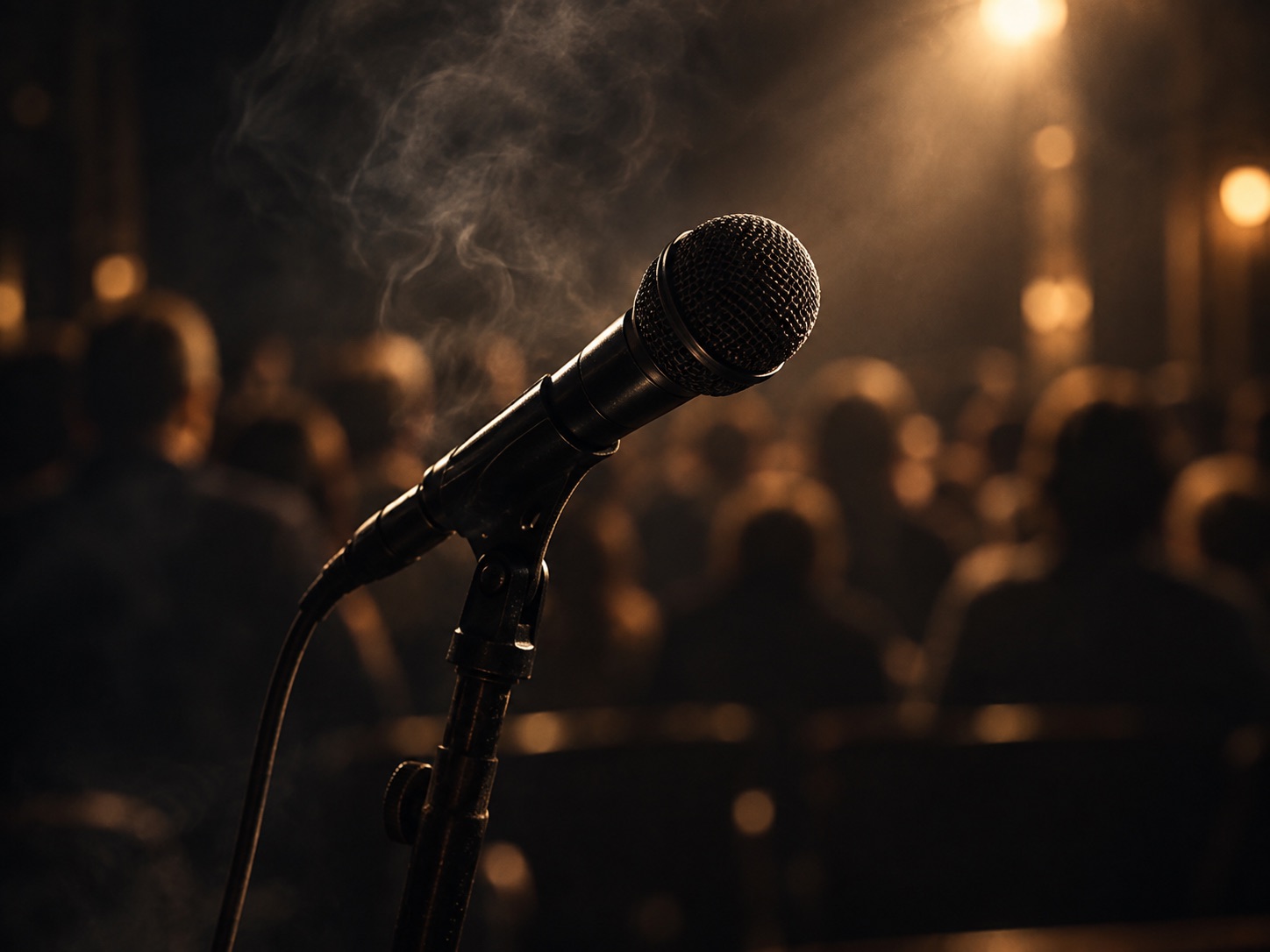 Microphone on a warmly lit stage